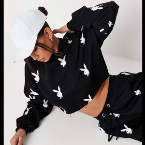 Missguided x Playboy Crop Hoodie